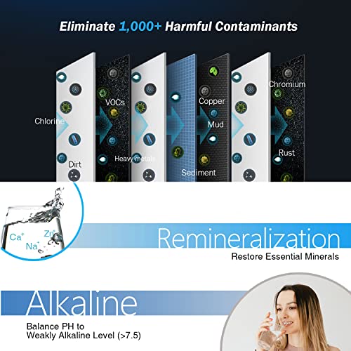 Frizzlife 100GPD Sistema de agua de ósmosis inversa con alcalina y remineralización, RO-K3-A 