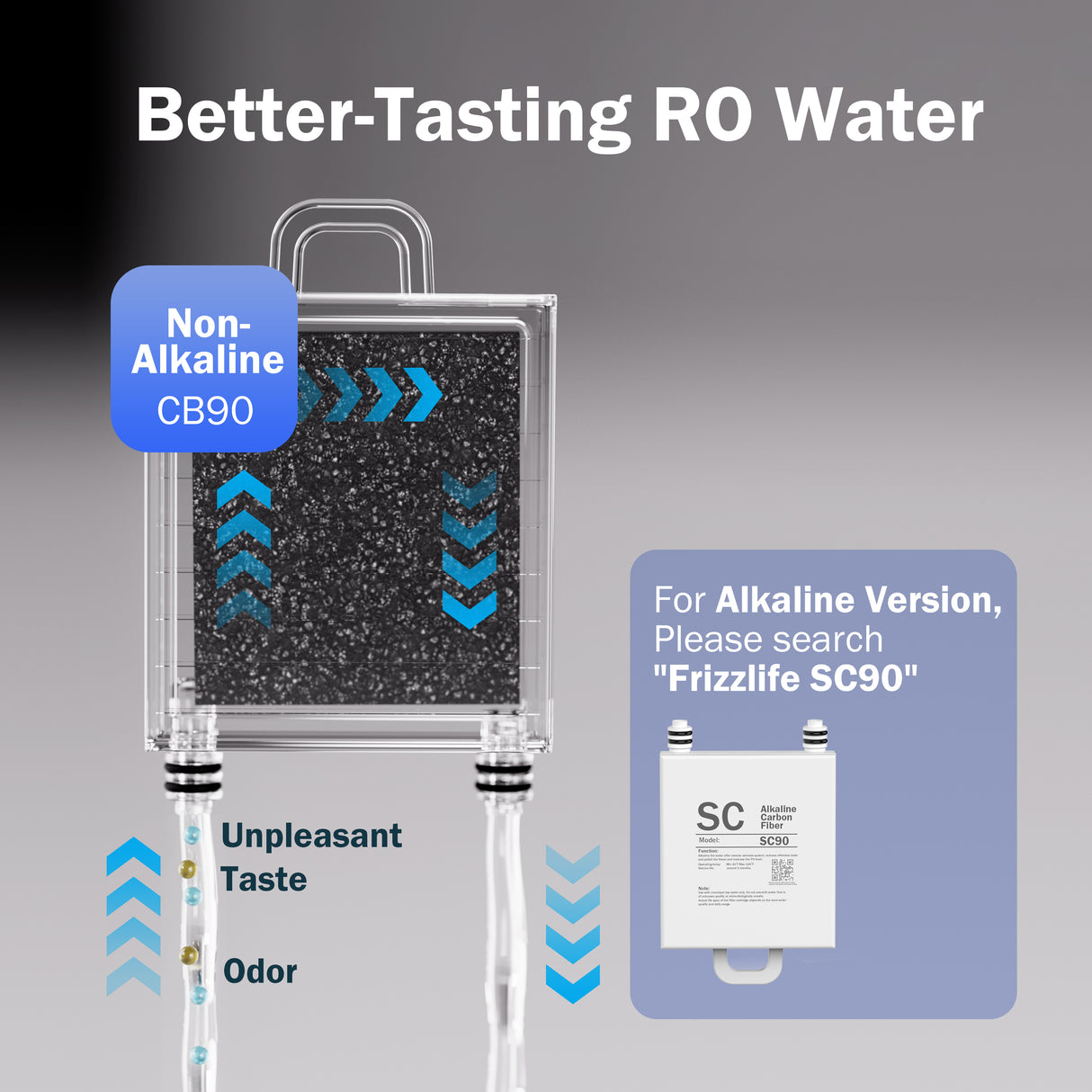 Frizzlife CB90 Non-Alkaline Replacement Post Filter Cartridge For WB99 Countertop Reverse Osmosis Water Filter System