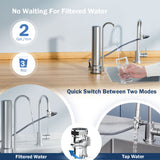 Frizzlife SS99 Countertop Water Filter System, Stainless Steel Faucet Water Filtration for 8000 Gallons, 0.5 Micron NSF Certified Elements Reduces 99.99% Lead, Chlorine, Heavy Metals, Bad Taste & Odor