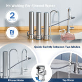 Frizzlife TS99 Countertop Water Filter System, 9-Stage Stainless Steel Faucet Water Filtration, 0.5 Micron NSF Certified Elements Reduces 99.99% Lead, Chlorine, Heavy Metals, Bad Taste & Odor