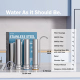 Frizzlife TS99 Countertop Water Filter System, 9-Stage Stainless Steel Faucet Water Filtration, 0.5 Micron NSF Certified Elements Reduces 99.99% Lead, Chlorine, Heavy Metals, Bad Taste & Odor