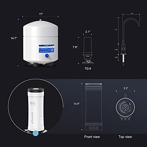 Frizzlife 100GPD Umkehrosmose-Wassersystem mit Alkali und Remineralisierung, RO-K3-A