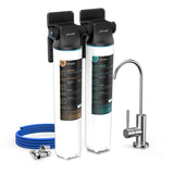 Frizzlife DW10F/DW15F Under Sink Water Filter System with Brushed Nickel Faucet, NSF/ANSI 53&42 Certified Elements