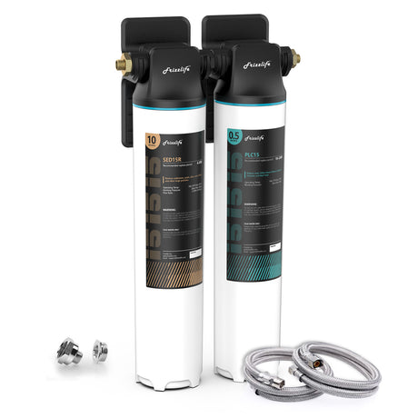 Frizzlife DW10/DW15 Under Sink Water Filter System, NSF/ANSI 53&42 Certified Elements, Direct Connect 2-Stage Water Filter