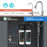 Frizzlife DW10F/DW15F Under Sink Water Filter System with Brushed Nickel Faucet, NSF/ANSI 53&42 Certified Elements