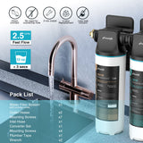 Frizzlife DW10/DW15 Under Sink Water Filter System, NSF/ANSI 53&42 Certified Elements, Direct Connect 2-Stage Water Filter