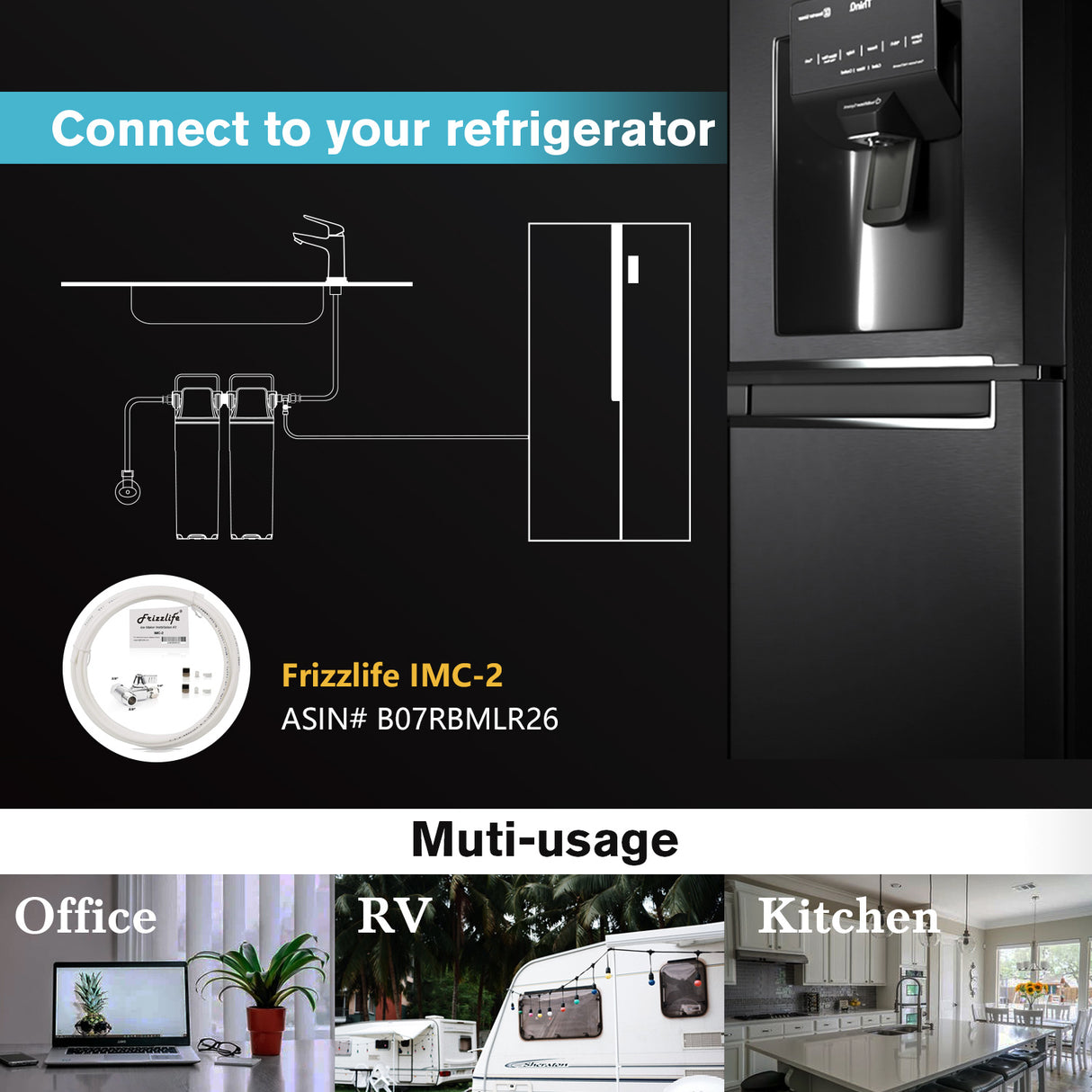 Frizzlife DW10/DW15 Under Sink Water Filter System, NSF/ANSI 53&42 Certified Elements, Direct Connect 2-Stage Water Filter