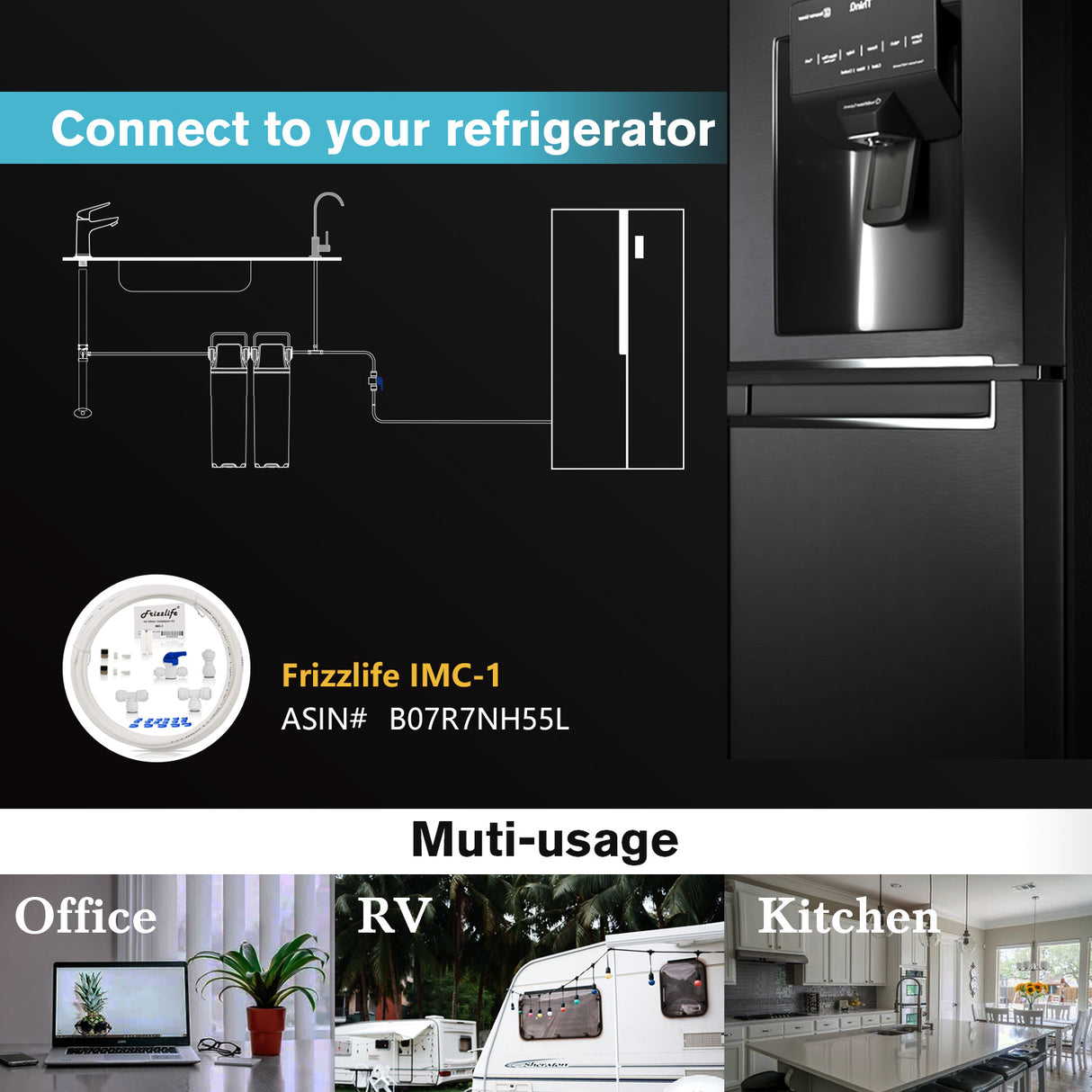 Frizzlife DW10F/DW15F Under Sink Water Filter System with Brushed Nickel Faucet, NSF/ANSI 53&42 Certified Elements