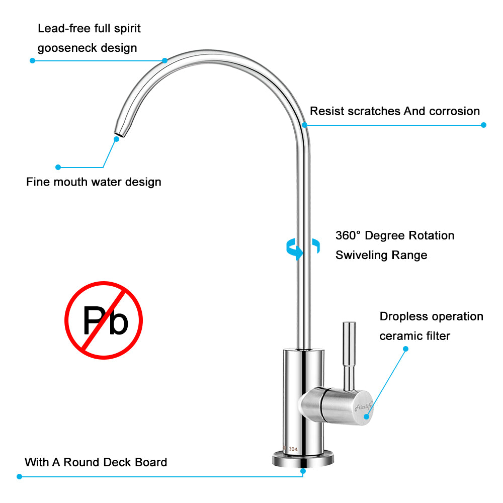 El grifo del filtro de agua Frizzlife RO se adapta a la mayoría de los sistemas de filtración de agua potable y ósmosis inversa 